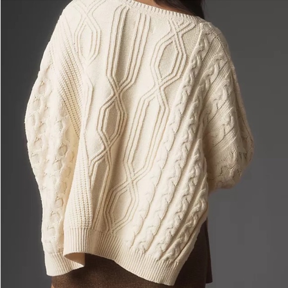 Maeve Cream Oversized Cableknit Sweater, Size Smalll - Picture 5 of 5